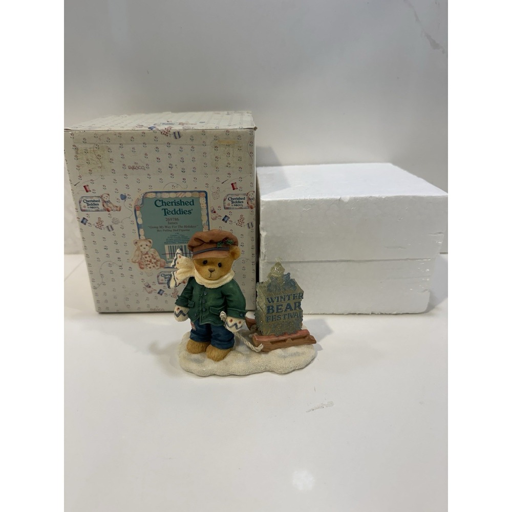 Cherished Teddies Figurine "James" Going My Way For The Holidays W Box 1997